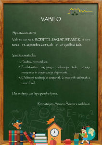 Vabilo na roditeljski sestanek